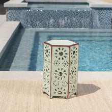 Load image into Gallery viewer, Light Weight,Elgant and Stylish Marshall Outdoor 14 Inch Sunburst Iron Side Table,Crackle Green,Great Addition to Your Patio and Outdoor Decor