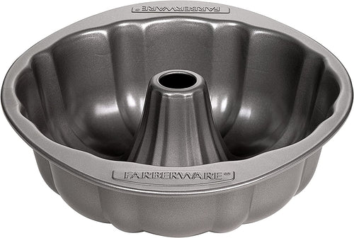 Farberware Nonstick Bakeware Fluted Mold Baking Pan / Nonstick Fluted Mold Cake Pan, Round - 10 Inch, Gray