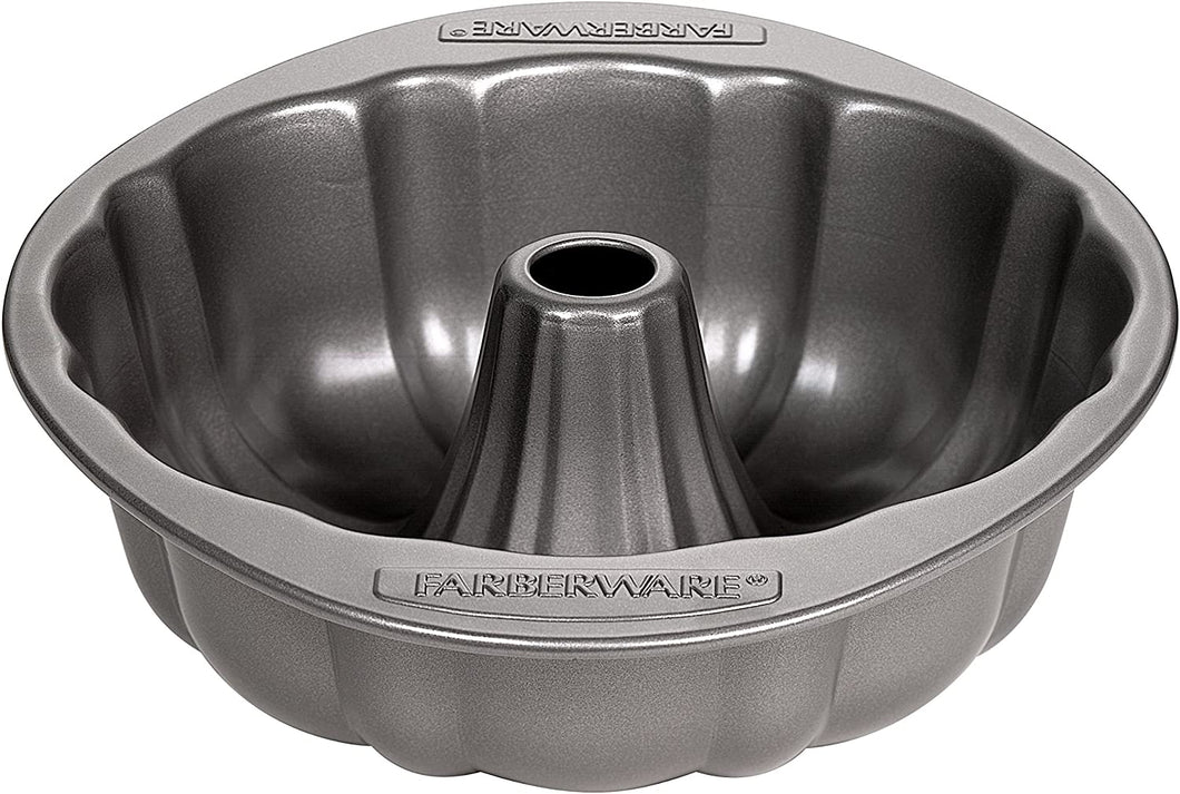 Farberware Nonstick Bakeware Fluted Mold Baking Pan / Nonstick Fluted Mold Cake Pan, Round - 10 Inch, Gray