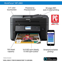 Load image into Gallery viewer, Epson Workforce WF-2860 All-in-One Wireless Color Printer with Scanner, Copier, Fax, Ethernet, Wi-Fi Direct and NFC, Amazon Dash Replenishment Enabled