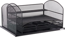 Load image into Gallery viewer, Safco Products 3234BL Onyx Mesh Powered Charging Station Desktop Organizer with 3 Drawers and USB port, Black