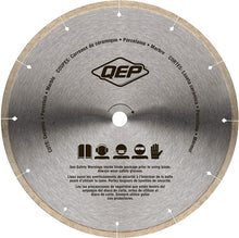 Load image into Gallery viewer, QEP 6-1008BW Black Widow 10" Wet Tile Saw Micro-Segmented Diamond Blade for Porcelain, Marble, Granite &amp; Ceramic Tile, 5/8" Arbor, Wet Cutting, 6115 Maximum Rpm