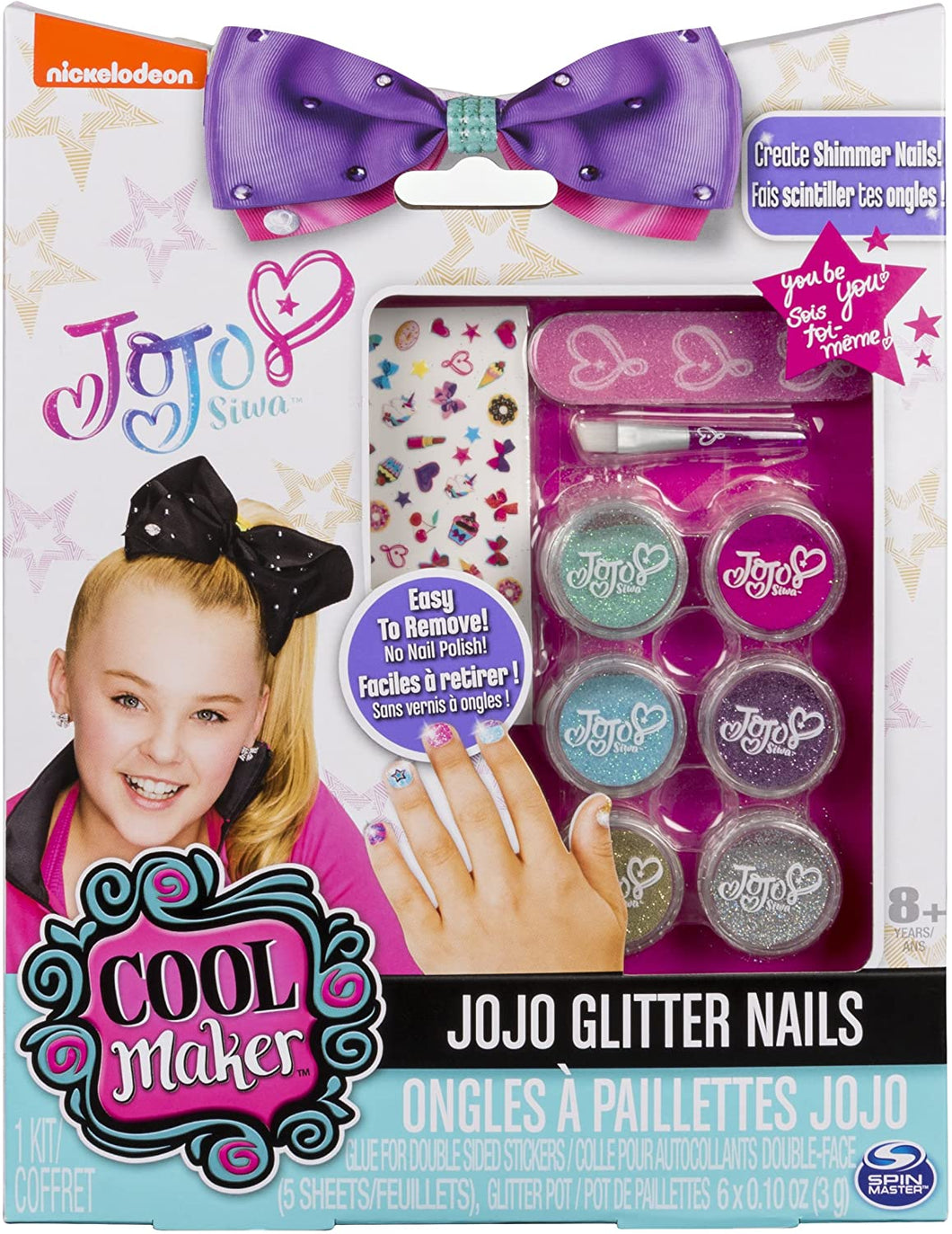 JoJo Siwa Glitter Nails - Glitter Manicure Kit with Custom Decals