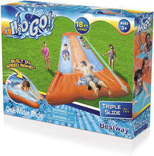 Load image into Gallery viewer, Bestway H2OGO! Triple Inflatable Water Slide | Includes Speed Ramp &amp; Splash Landing | Great Outdoor Summer Toy for Family Fun