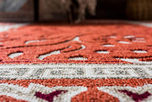 Load image into Gallery viewer, Unique Loom Outdoor Botanical Collection Carved Border Transitional Indoor and Outdoor Flatweave Rust Red   Area Rug (6' 0 x 9' 0)