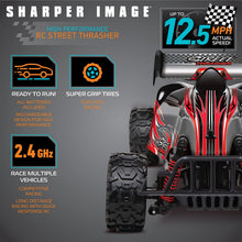 Load image into Gallery viewer, Sharper Image RC All Terrain Street Thrasher Car, Zoom Up to 12.5 MPH for Off Road Action, Wireless Remote Control, 2.4GHz for Multiple Car Races, Rechargeable, Battery Operated, RED
