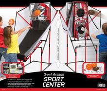 Load image into Gallery viewer, Majik Arcade 3-In-1 Sport Center for Basketball, Baseball, and Football