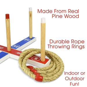 GoSports Premium Wooden Ring Toss Game with Carrying Case, Outdoor Fun for Kids and Adults