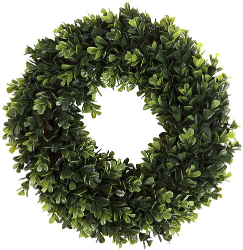Boxwood Wreath, Artificial Wreath for the Front Door by Pure Garden, Home Décor, UV Resistant - 14 Inches