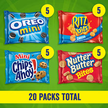 Load image into Gallery viewer, Nabisco Classic Mix Variety Pack, OREO Mini, CHIPS AHOY! Mini, Nutter Butter Bites, RITZ Bits Cheese, 20 - 1 oz Snack Packs