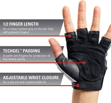 Load image into Gallery viewer, Harbinger Women&#39;s Training Grip Weightlifting Gloves with TechGel-Padded Leather Palm (Pair)