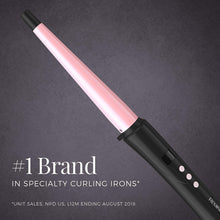Load image into Gallery viewer, REMINGTON Pro ½”-1” Pearl Ceramic Conical Curling Wand, Digital Controls + 10 Heat Settings, Black/Pink, CI95AC4