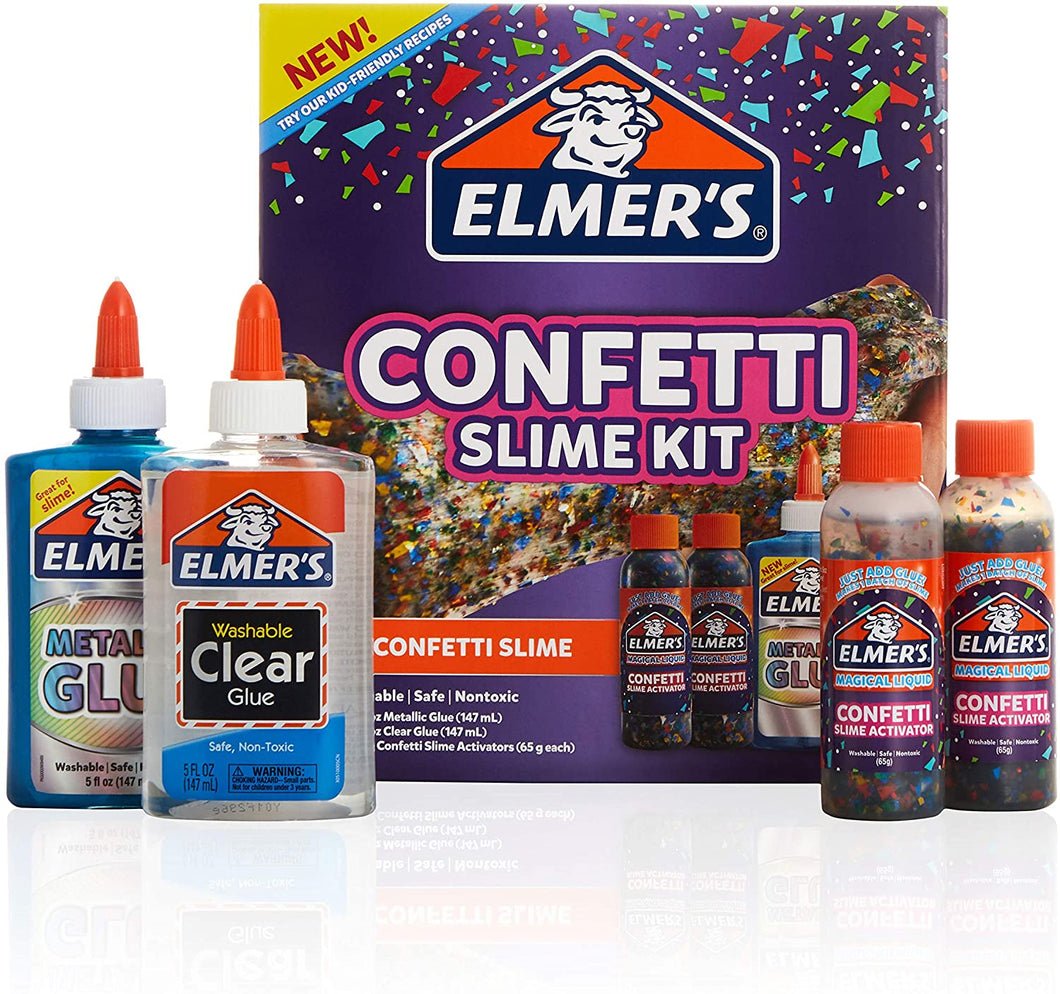 Elmer’s Confetti Slime Kit | Slime Supplies Include Metallic Glue, Clear Glue