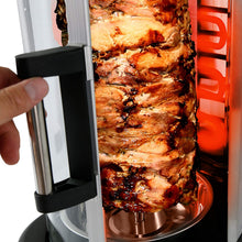 Load image into Gallery viewer, NutriChef Countertop Vertical Rotating Oven - Rotisserie Shawarma Machine, Kebob Machine, Stain Resistant &amp; Energy Efficient W/ Heat Resistant Door, Includes Kebob Rack with 7 Skewers (PKRTVG34)