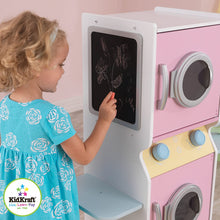 Load image into Gallery viewer, KidKraft Laundry Playset Children's Pretend Wooden Stacking Washer and Dryer Toy with Iron and Basket, Gift for Ages 3+, Pastel