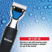 Load image into Gallery viewer, Barbasol Rechargeable Electric Wet and Dry Single Blade Shaver with Stainless Steel Blades and Adjustable Beard Trimmer Attachment