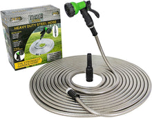 Load image into Gallery viewer, JAHRSTIM Titan Steel Strong Heavy-Duty Steel Metal Hose with 10 Nozzle Settings, Durable Rubber Gaskets and Tear Resistant, 3/4&quot; Diameter
