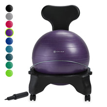 Load image into Gallery viewer, Gaiam Classic Balance Ball Chair – Exercise Stability Yoga Ball Premium Ergonomic Chair for Home and Office Desk with Air Pump, Exercise Guide and Satisfaction Guarantee