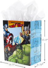 Load image into Gallery viewer, Hallmark 13&quot; Large Avengers Gift Bag with Tissue Paper (Captain America Shield) for Father&#39;s Day, Birthdays, Halloween, Christmas or Any Occasion