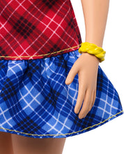 Load image into Gallery viewer, Barbie Fashionistas Doll with Long Brunette Hair Wearing Color-Blocked Plaid Dress and Accessories, for 3 to 8 Year Olds