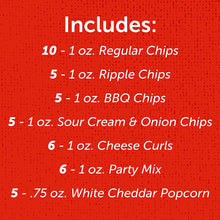 Load image into Gallery viewer, Utz Snack Variety Pack (Pack of 42) Individual Snacks, Includes Potato Chips, Cheese Curls, Popcorn, and Party Mix, Crunchy Travel Snacks for Lunches, Vending Machines, and Enjoying on the Go