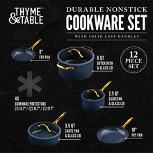 Load image into Gallery viewer, Thyme &amp; Table 12-Piece Nonstick Ceramic Cookware Set, Blue/Ideal for cooking exquisite dishes/Mom needs it/Ideal product for Chef/This product should not be missing in your home.
