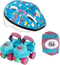 Load image into Gallery viewer, Playwheels Trolls Roller Skates with Knee Pads and Helmet, Junior Size 6-12