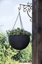 Load image into Gallery viewer, KETER Resin Rattan Set of 2 Round Hanging Planter Baskets for Indoor and Outdoor Plants-Perfect for Porches and Patio Decor, Brown