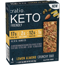 Load image into Gallery viewer, :ratio KETO friendly Lemon Almond Crunchy Bar, Gluten Free, 4 ct Box