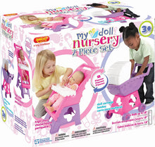 Load image into Gallery viewer, My Nursery 2 Piece Doll Nursery Set Includes High Chair and Carriage