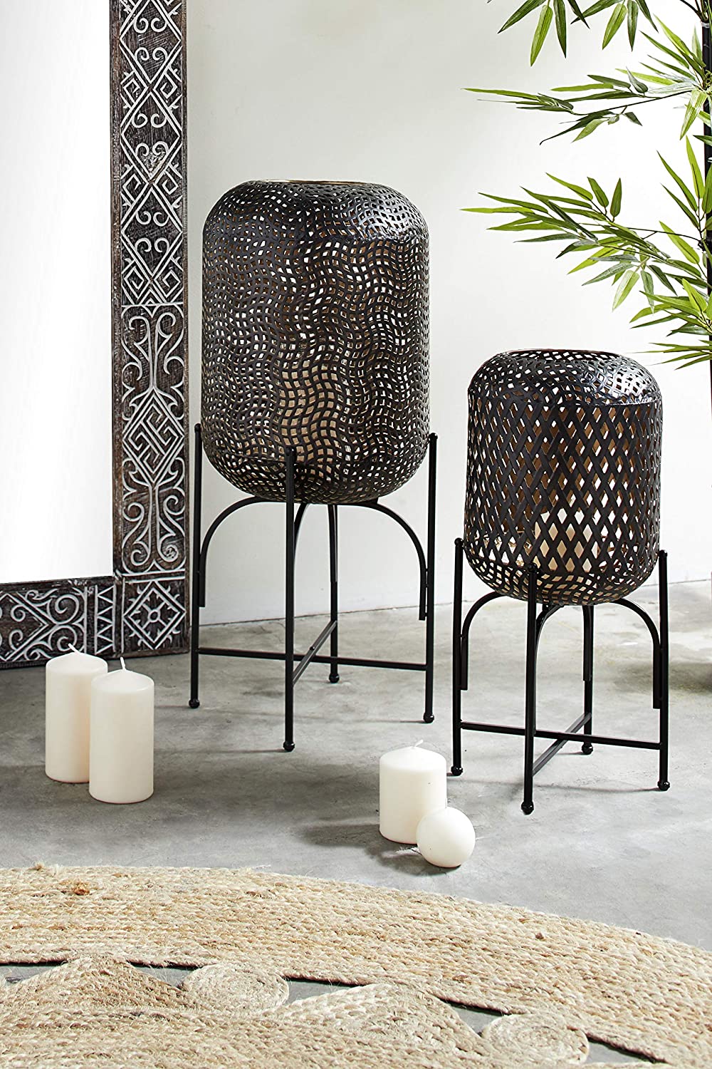 Deco 79 Lanterns, Large, Bronze