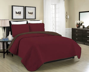 Blissful Living Reversible Luxury Pinsonic Solid Quilt Set Including Shams – Lightweight and Soft for All Year Round Comfort