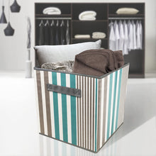 Load image into Gallery viewer, Sorbus Foldable Storage Cube Basket Bin, Vertical Stripe Line Pattern (6 Pack, Aqua)