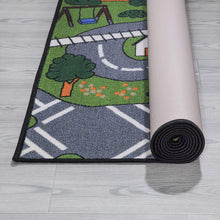 Load image into Gallery viewer, Ottomanson Jenny Collection Grey Base with Multi Colors Kids Children's Educational Road Traffic System Design(Non-Slip) Area Rug, 8'2" X 9'10", Multicolor