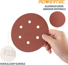 Load image into Gallery viewer, POWERTEC 45204 A/O Hook and Loop 6 Hole Disc