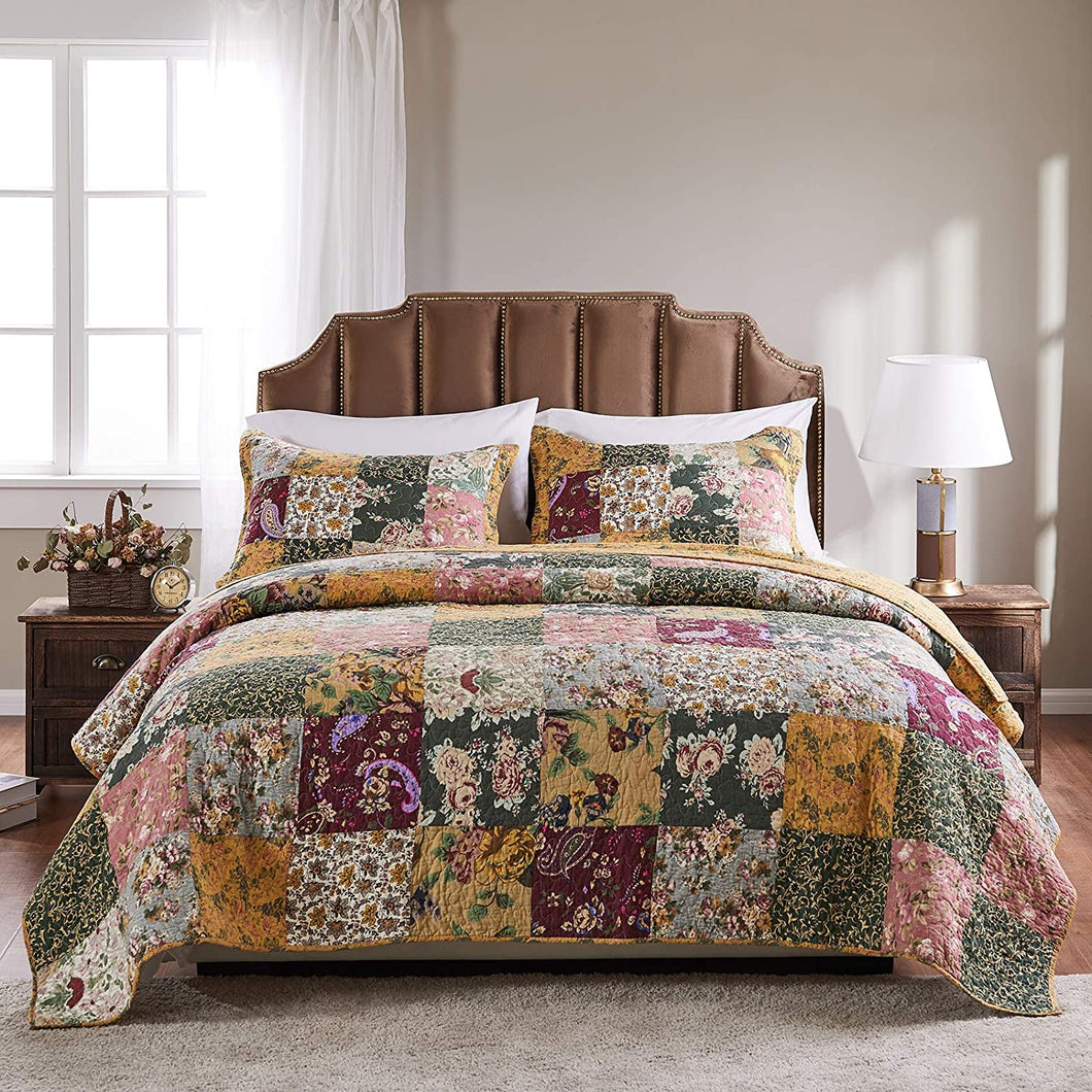 Greenland Home Antique Chic 100% Cotton Authentic Patchwork Quilt Set