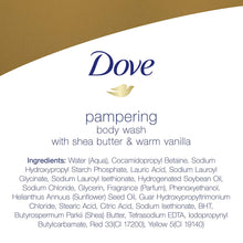 Load image into Gallery viewer, Dove Purely Pampering Body Wash with Pump for Dry Skin Shea Butter with Warm Vanilla Cleanser That Effectively Washes Away Bacteria While Nourishing Your Skin 34 oz
