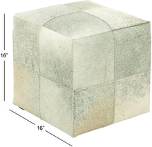 Load image into Gallery viewer, Deco 79 95920 Cube Gray &amp; White Real Animal Skin Leather Ottoman, 16” x 16” (Colors may vary)