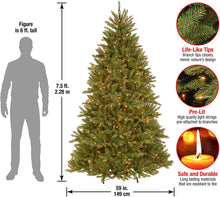 Load image into Gallery viewer, National Tree Company lit Artificial Christmas Tree Includes Pre-strung White Lights and Stand, 7.5 ft, Green
