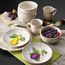 Load image into Gallery viewer, BonJour Dinnerware Orchard Harvest Stoneware 2-Piece Salt and Pepper Shaker Set, Peach and Plum