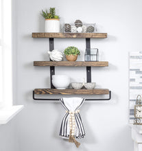 Load image into Gallery viewer, Del Hutson Designs Industrial 3-Tier Floating Shelf with Towel Bar