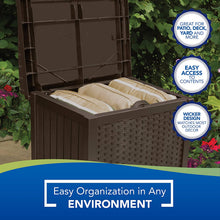 Load image into Gallery viewer, Suncast Mocha Resin Wicker 22-Gallon Storage Seat