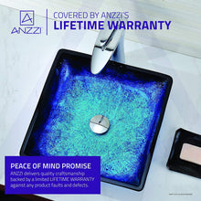 Load image into Gallery viewer, Modern Tempered Glass Vessel Square Sink with Single Hole in Blazing Blue and Single Handle Enti Bathroom Sink Faucet in Polished Chrome | Viace LSAZ056-096 by ANZZI