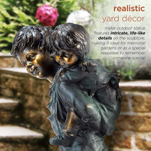 Load image into Gallery viewer, Alpine Corporation GXT484 Piggyback Ride Statue Outdoor Garden, Patio, Deck, Porch-Yard Decoration, 16-Inch Tall, Antique Bronze
