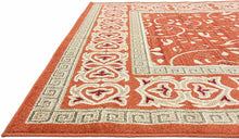 Load image into Gallery viewer, Unique Loom Outdoor Botanical Collection Carved Border Transitional Indoor and Outdoor Flatweave Rust Red   Area Rug (6' 0 x 9' 0)