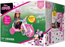 Load image into Gallery viewer, Minnie 15" Fly Wheel Junior Cruiser, 1 Ride-on, Ages 3-7, Pink/White, 20" W x 22.5" H x 32.83" L