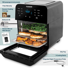 Load image into Gallery viewer, NUWAVE BRIO 14-Quart Large Capacity Air Fryer Oven with Digital Touch Screen Controls and Integrated Digital Temperature Probe; 3 Heavy-Duty NEVER-RUST Stainless Steel Mesh Racks Great for Multi-Level Family Meals; Drip Tray; Rotisserie Kit includes Skew