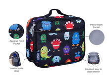 Load image into Gallery viewer, Wildkin 33600 Lunch Box, Insulated, Moisture Resistant, and Easy to Clean with Helpful Extras for Quick and Simple Organization, Olive Kids Design, Monsters