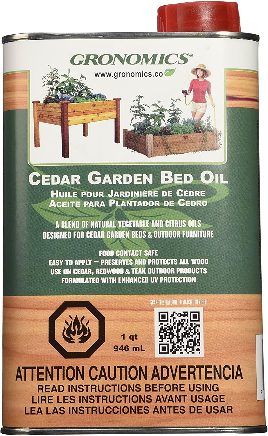Gronomics GBO1Q Cedar Garden Bed Oil, 1-Quart