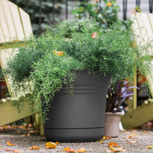 Load image into Gallery viewer, Bloem SP14908 Saturn Planter w/Saucer 14&quot;, Charcoal Gray